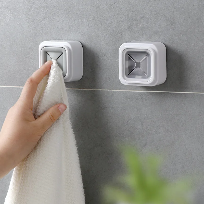 Wall Mount Home Wash Cloth Clip Saving Space Self Adhesive Storage Rack Anti-slip Bathroom Dry Kitchen Towel Holder Organizer