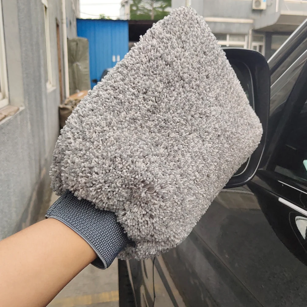 

1Pcs Car Wash Glove Double-sided Large Plus Velvet Fiber Car Wiping Gloves Decontamination Softness Non-depilation Cleaning Tool