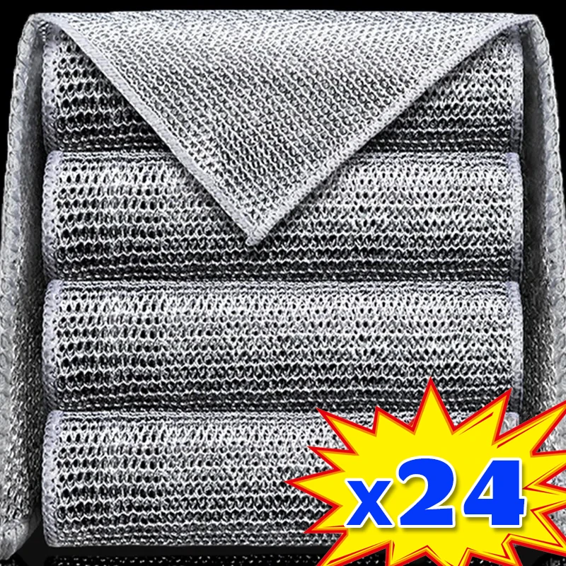 Волшебная салфетка для чистки 24/1 шт. двусторонняя тряпка из металлической