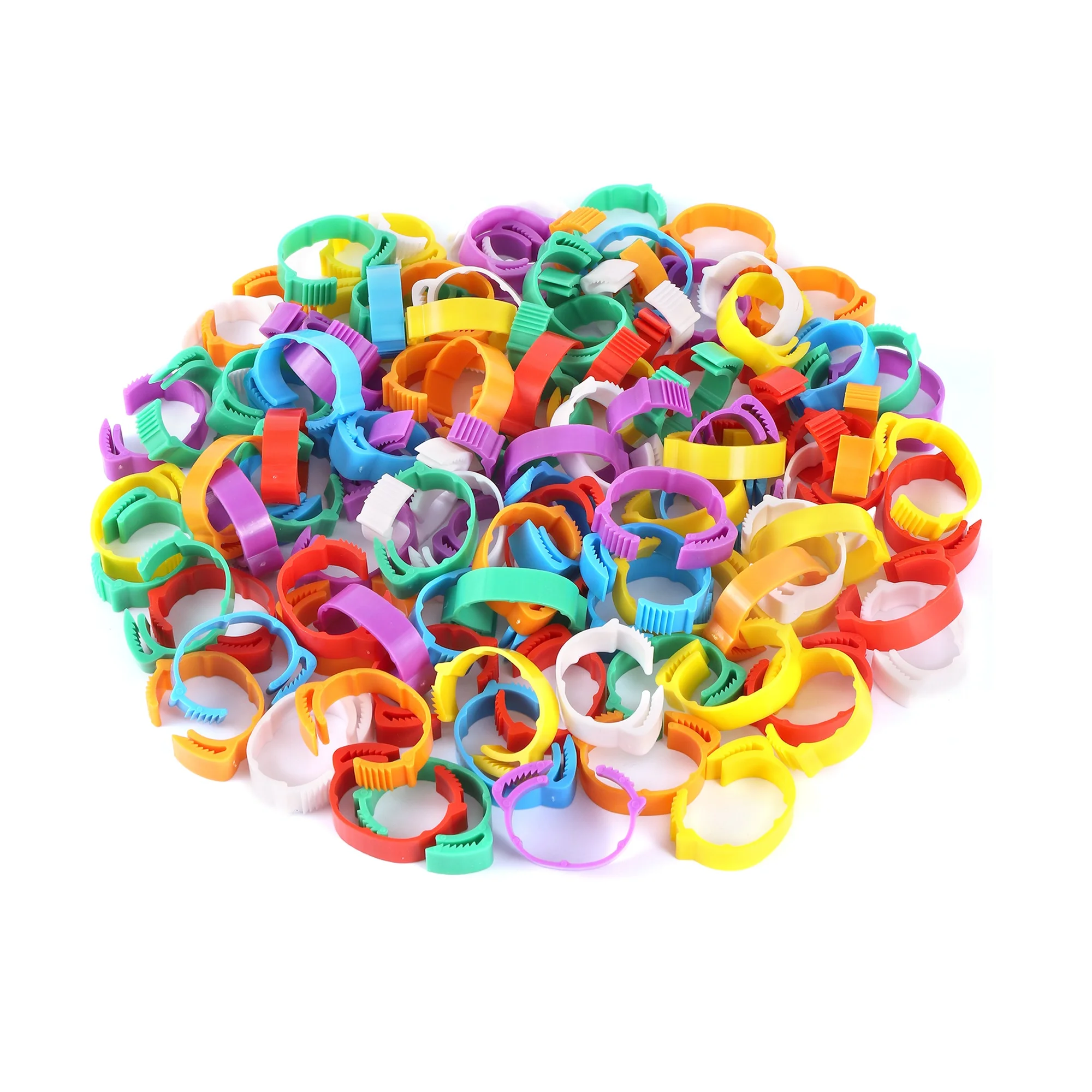 

35Pcs Chicken Foot Ring Adjustable Size Poultry Leg No Number Label Buckle Ring 7 Colors Plastic Chick Duck Goose Farm Equipmen