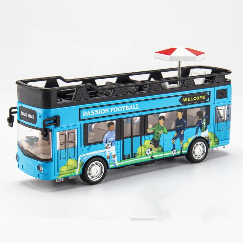 

1:50 alloy pull back double-decker convertible bus model,sightseeing tour bus toy,simulation sound and light car,hot sale