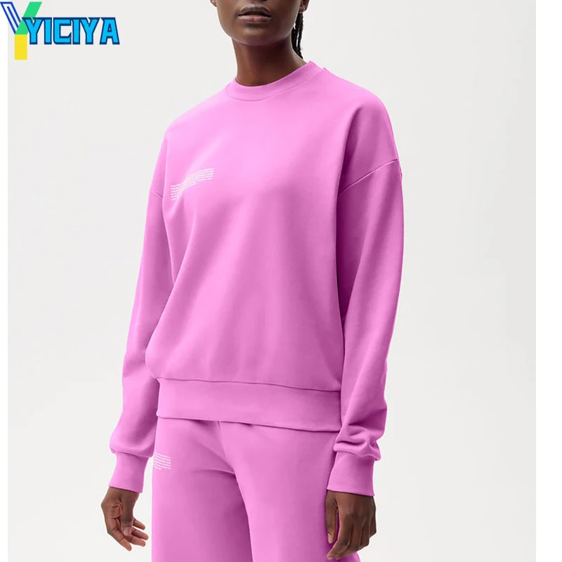 

Спортивный костюм YICIYA, свитшоты 100%, женская одежда для дома, джоггеры, толстовка с круглым вырезом и шорты, толстовка, два предмета