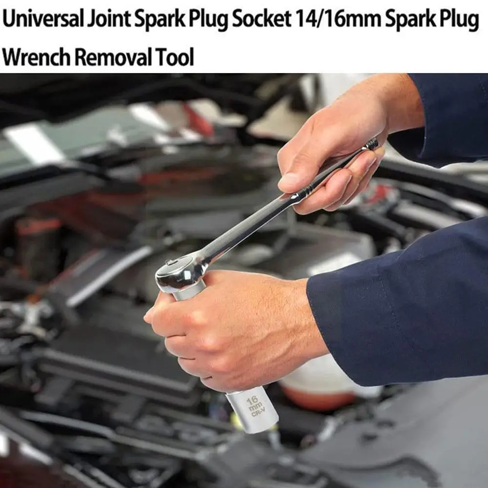 

14/16mm Socket Wrench Thin Wall Sleeve Flexible Magnetic Joint Tools Car Universal Wrench Repair Sock X0r8