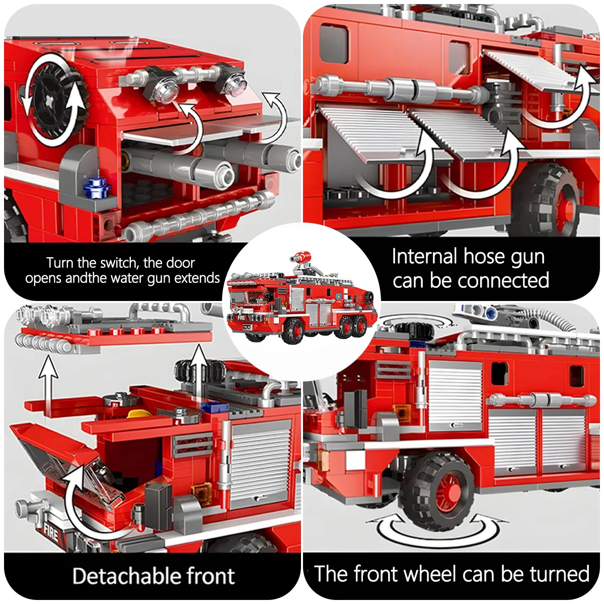 Городская лестница пожарная станция машина кирпичи модель подарки на Рождество
