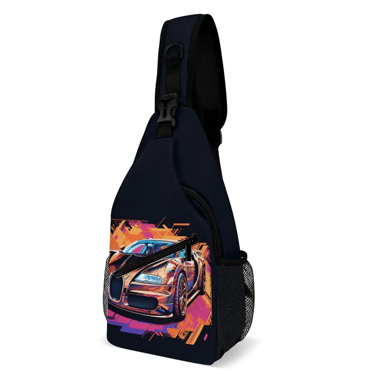 

Super Sports Car Shoulder Bags Vibrant Tones Retro Fishing Chest Bag Cycling Graphic Design Sling Bag Streetwear Crossbody Bags