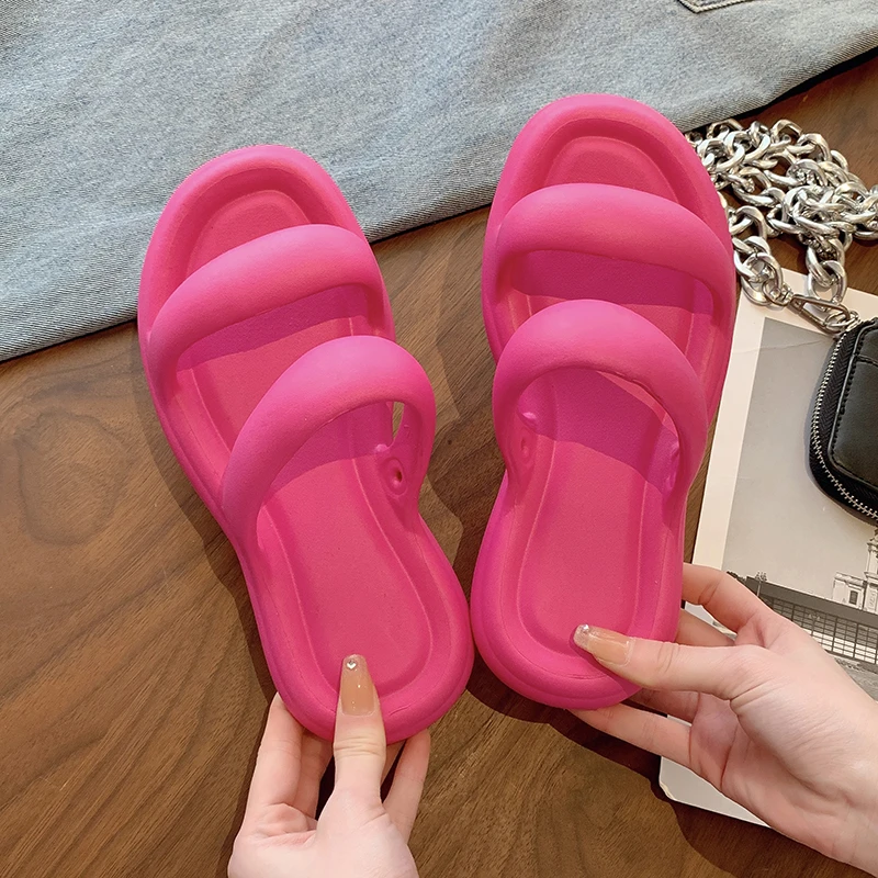 

Женские сандалии на платформе, Нескользящие Шлепанцы из ЭВА, на плоской подошве