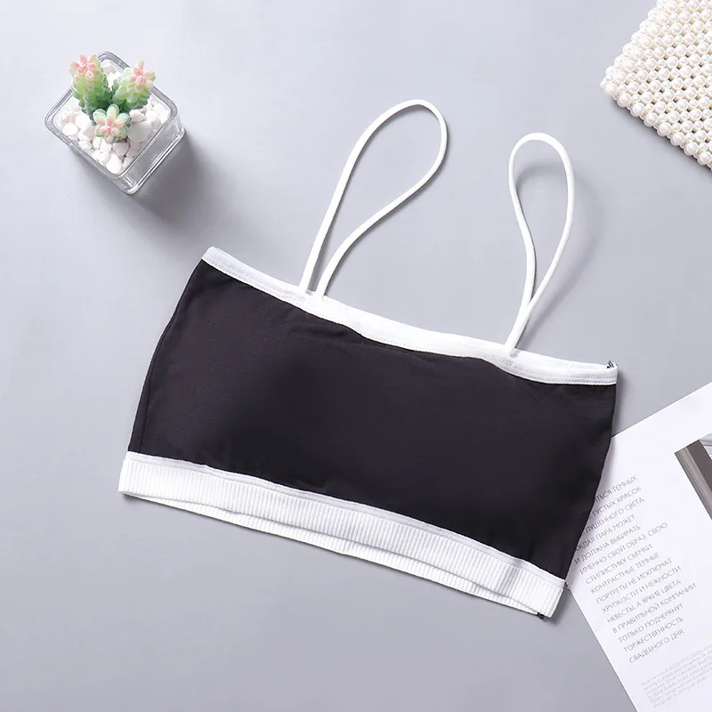 

2022 new French sexy gathered small fresh and simple one-word camisole female anti-running beautiful back girl wrapped bra bra f