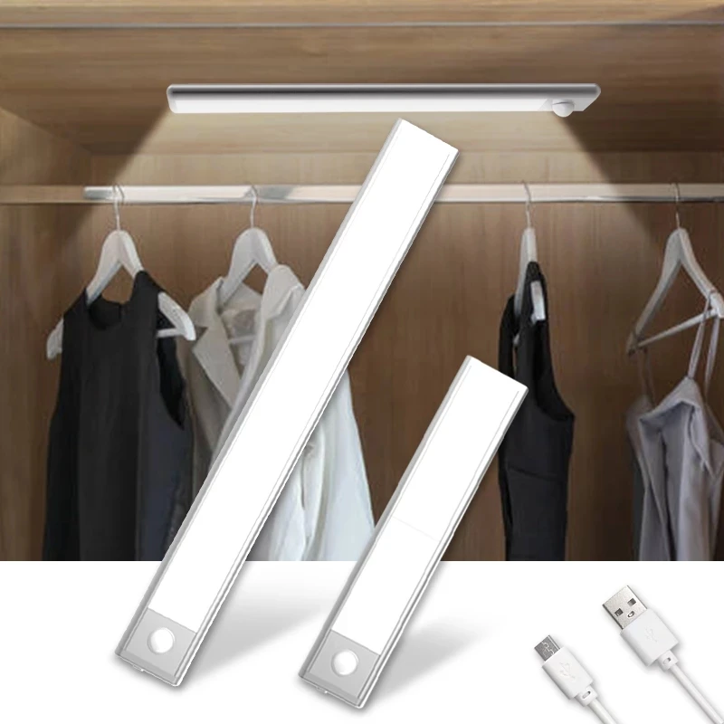 

USB Sensing Cabinet Light PIR Motion Sensor Human Body Sensing Cabinet Wardrobe Light Smart LED Cabinet Light Kitchen Bedroom.