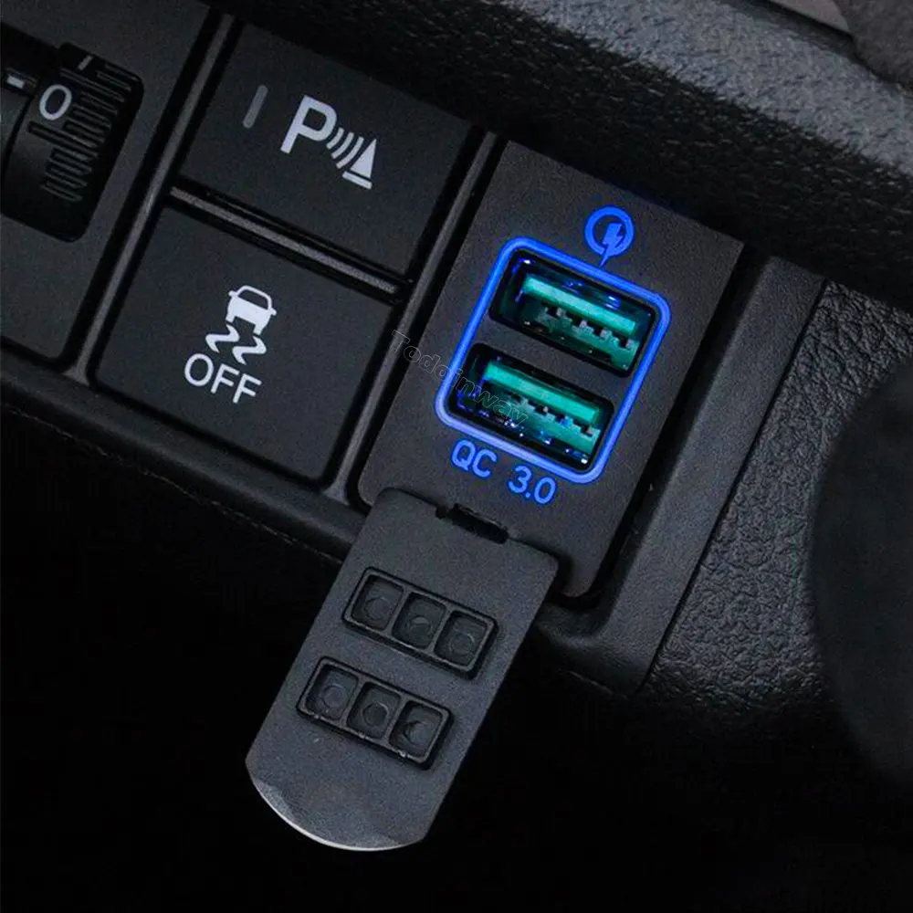 Фото Автомобильное зарядное устройство Quick 3, двойной USB-адаптер для быстрой зарядки телефона для Mitsubishi Outlander 3 2018, Xpander 2018, Eclipse, Cross, ASX №2