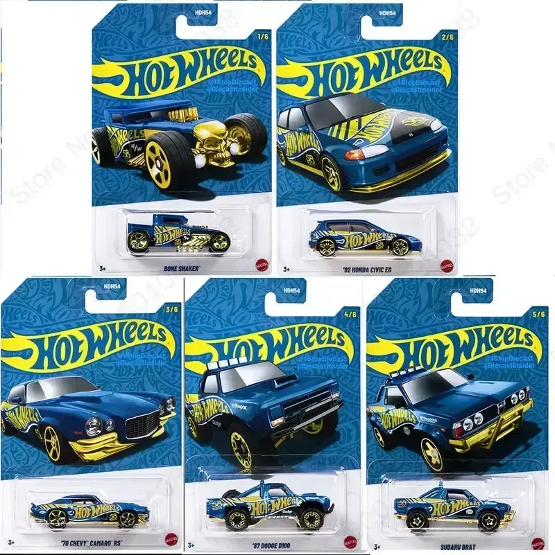 Фото Новинка в наличии: Коллекционные модели автомобилей Hot Wheels к 58-летию, серия Blue Gold HDH54 — Corvette Stingray, Dodge, Subaru, Honda. Подарки для коллекционеров. №2