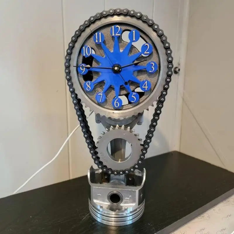 

Vintage Chain Gear Rotating Clock Mechanical Wind Art Hands Desktop Clocks Vintage FORPersonalized Metal Artistic Bell