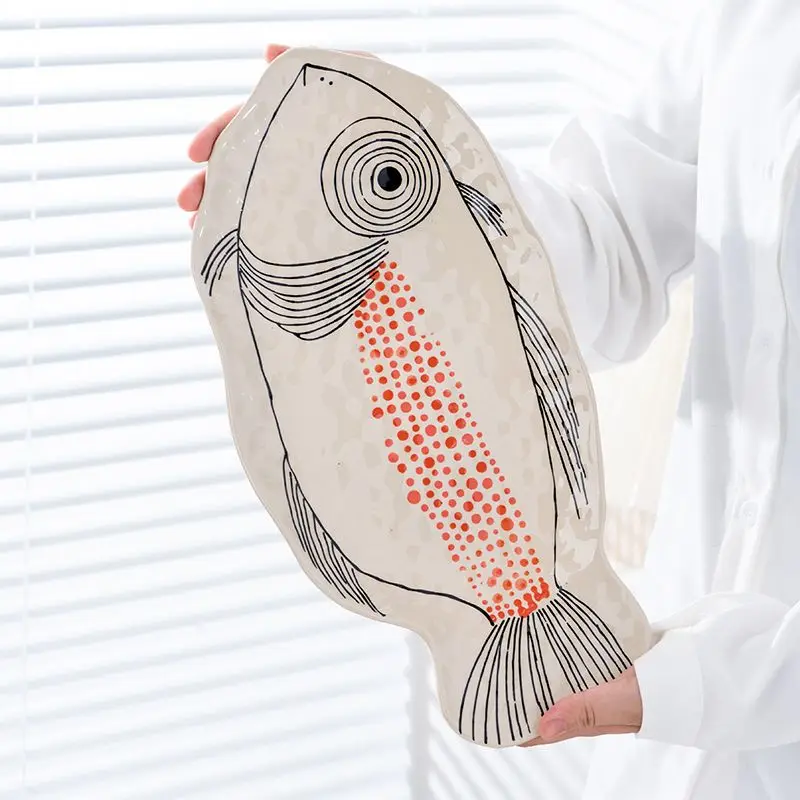 Итальянская керамическая красная тарелка для сашими универсальная закусок в