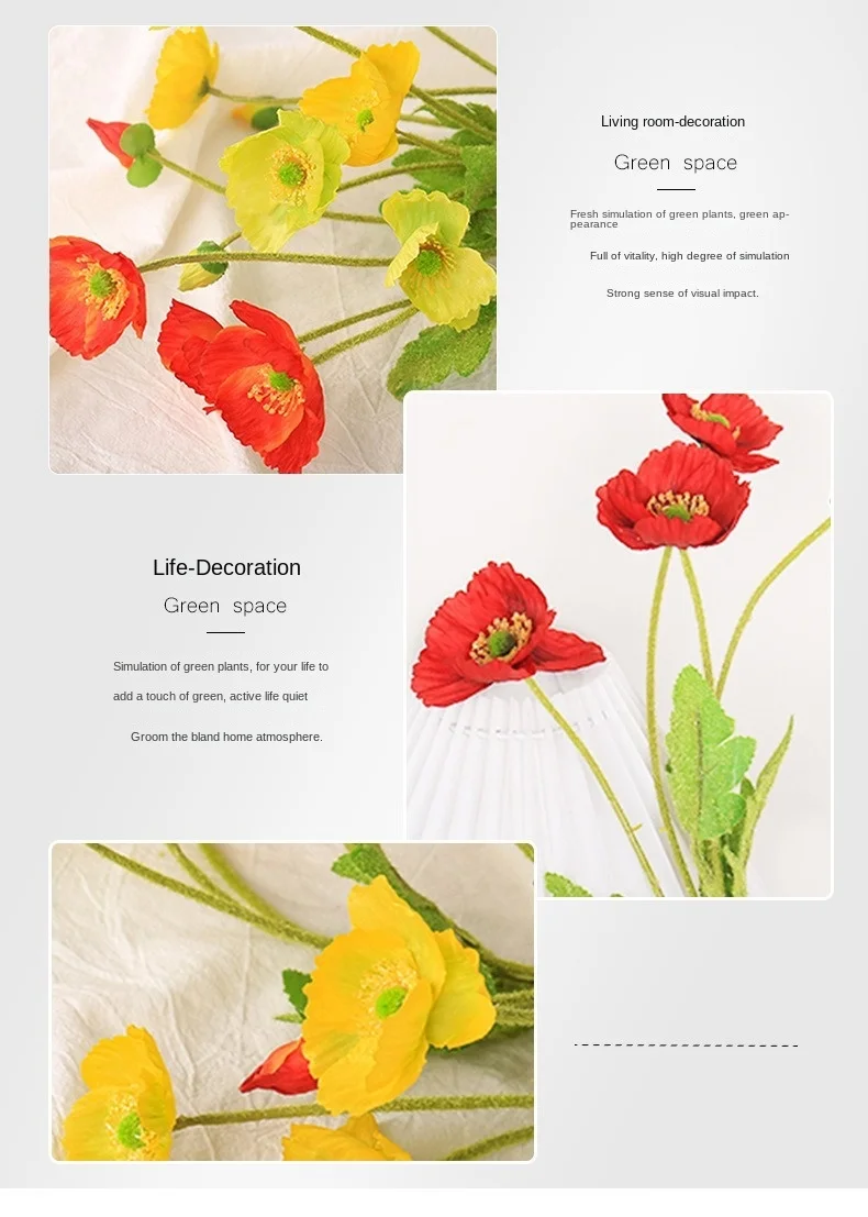 Искусственные цветы искусственный Мак шелковые длинный ствол новоселье садовый