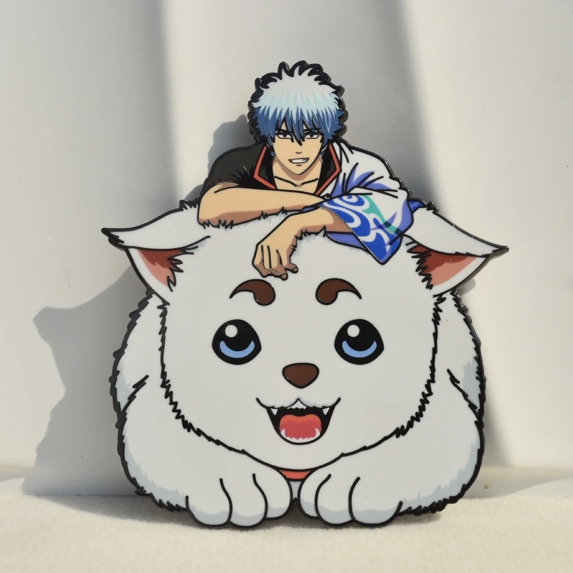 Фото Эмалированные значки аниме Gintama Sakata Gintoki Sadaharu, булавки, японские броши в стиле манга для рюкзака, одежда с лацканами, игрушки для косплея, подарки №5
