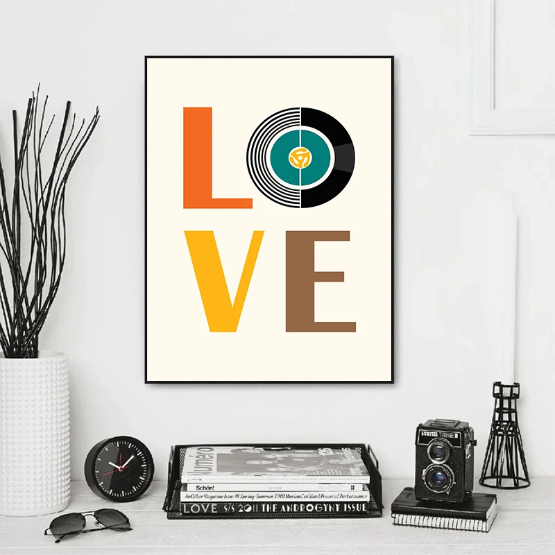 Виниловый альбом для прослушивания музыки Mid Century Настенная картина в стиле ретро