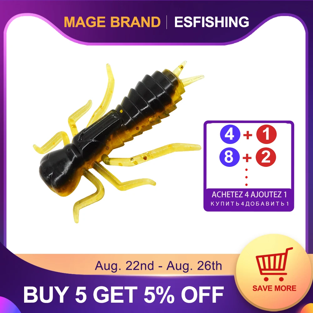 ESFISHING Новинка Kasa Larva 45 мм имитация червячной приманки для рыбалки форель Щука