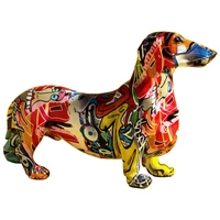 creative home modern graffiti painted colorful dachshund dog decoration wine cabinet office decoration desktop decoration craft