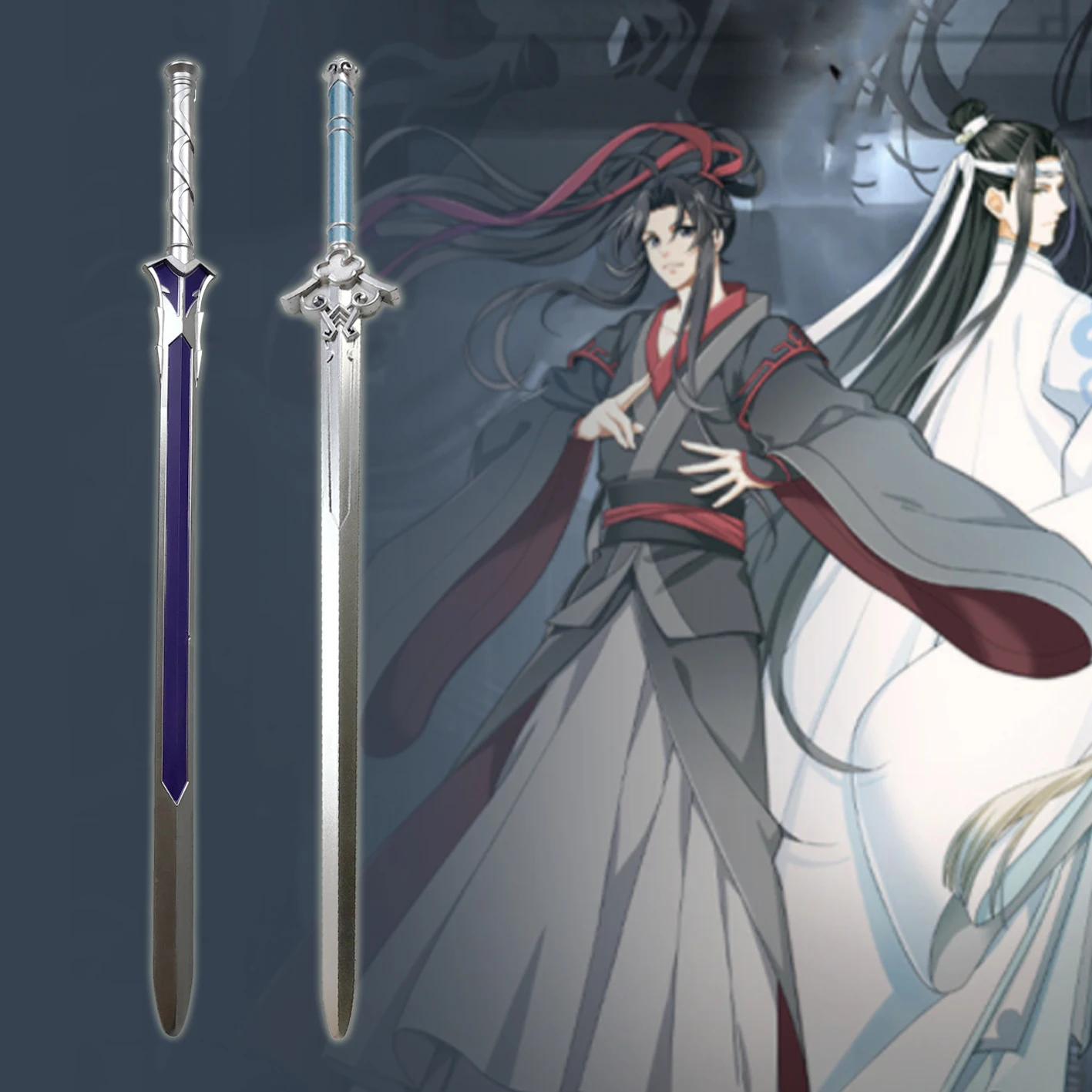 

80cm MO DAO ZU SHI Sword Weapon Blue Sowrd Cosplay 1:1 Knife Swordsman Safe PU Anime avoid dust sword