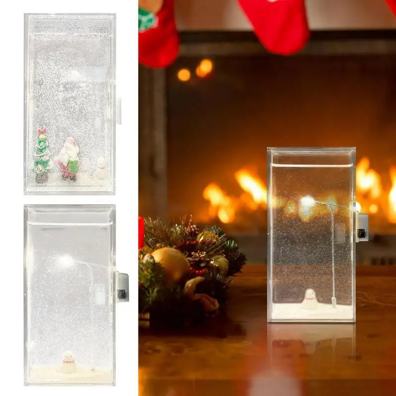 Милый снежный пейзаж ночник теплый свет лампа рождественская снежная сцена для