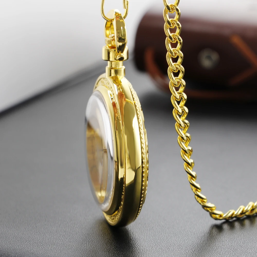 Shuhang Gold Roman Digital Mechanical Pocket Watch High Quality Unisex Necklace Pendant Jewelry Gift for Men and Women Religio