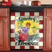 country farmhouse dishwasher magnet cover sticker rose sunflowers refrigerator magnetic decal kitchen decor vinyl decals magnet