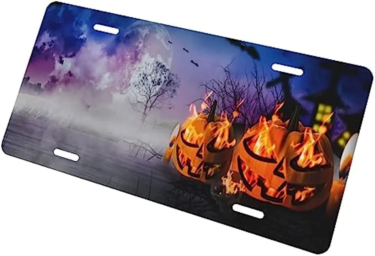 Номерный знак с изображением тыквы на Хэллоуин 6 х 12 дюймов персонализированные