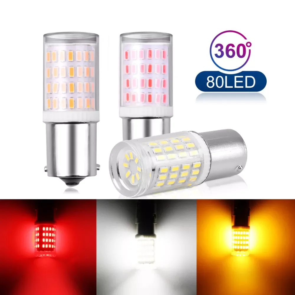 

1x 1156 BA15S P21W 1157 BAY15D P21/5W LED Bulbs 3014 80smd Turn signal light Car Styling Canbus Auto Brake lamp Super Bright 12V