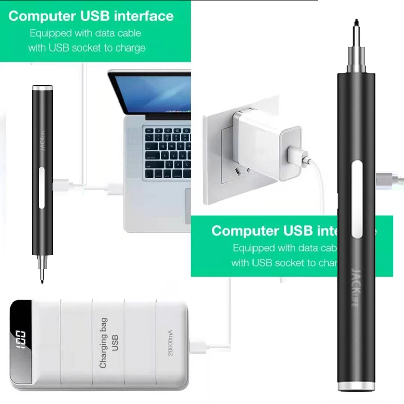 Фото Портативная электрическая мини-отвертка с USB-зарядкой, Аккумуляторная дрель, магнитный шуруповерт, набор магнитных отверток для ремонта №3