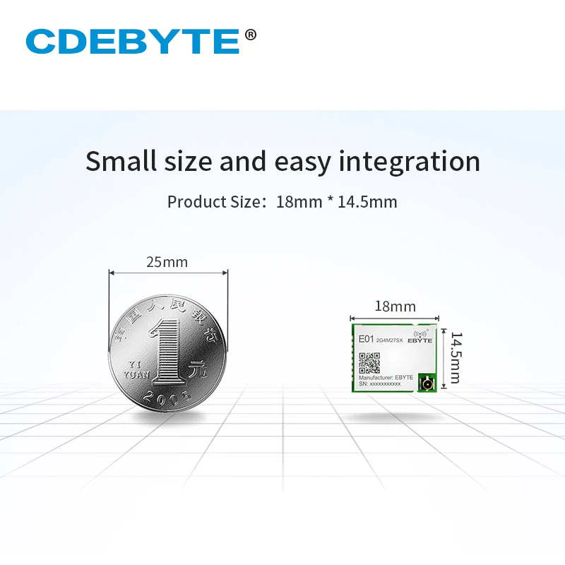 NRF24L01P радиочастотный модуль 2 4 ГГц 27dBm дальний GFSK SPI CDEBYTE E01-2G4M27SX антенна IPEX SMD