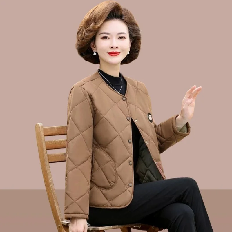 Lightweight down cotton jacket for women in autumn and winter loose large Korean version Lingge single breasted cotton clip new