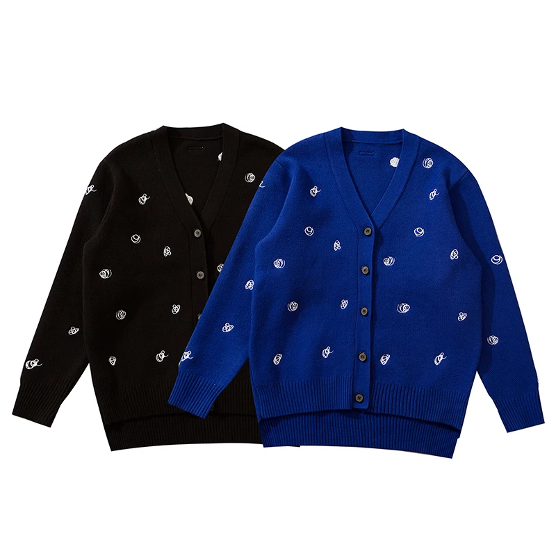 

Шерстяной Свободный кардиган с вышивкой, с V-образным вырезом