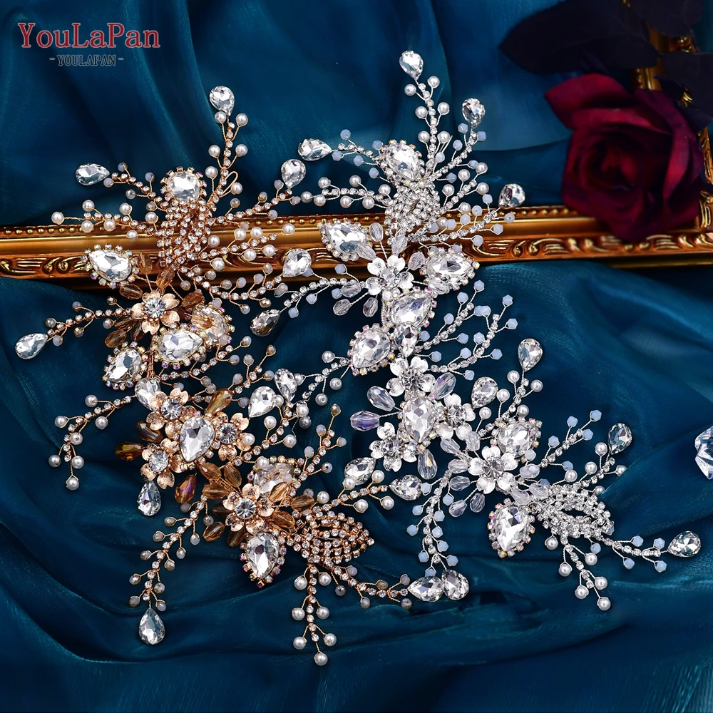 YouLaPan HP453 Trendy Bridal Headband Wedding Crown Hair Accessories Bride Hair Ornaments Crystal Headdress Prom Tiara for Women images - 6