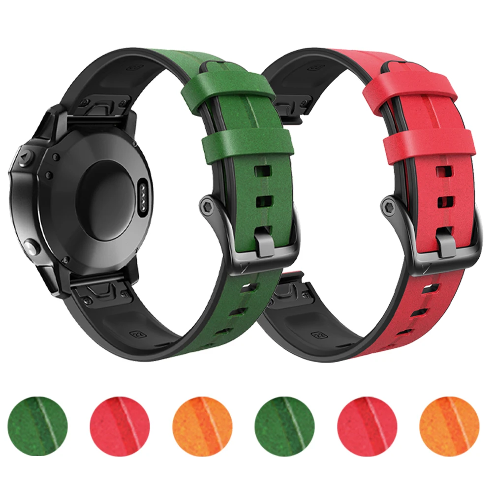 

Quick Fit Leather Strap For Garmin Quatix 7X 6 5 3 Solar Edition Band instinct 2 MARQ/Epix/Enduro Silicone 22mm 26mm Bracelet