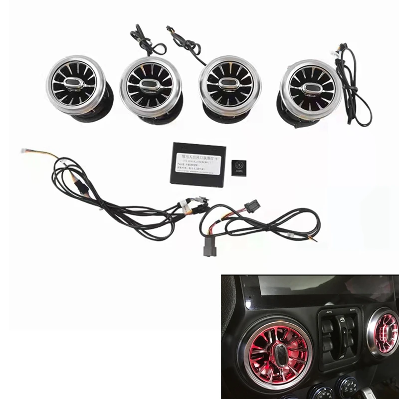 

7 Color Car Front Turbine Air Outlet Ambient Light A/C Vent Outlet Atmosphere Lamp For Jeep Wrangler JK 2007-2017