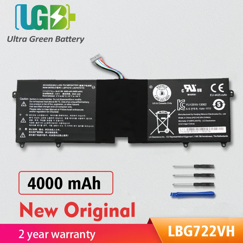 

UGB оригинальный LBG722VH LBP7221E Аккумулятор для LG 13Z940 13ZD940-GX58K 14Z950 14Z950-A EAC62718301 7,6 V 30.4Wh 4000mAh