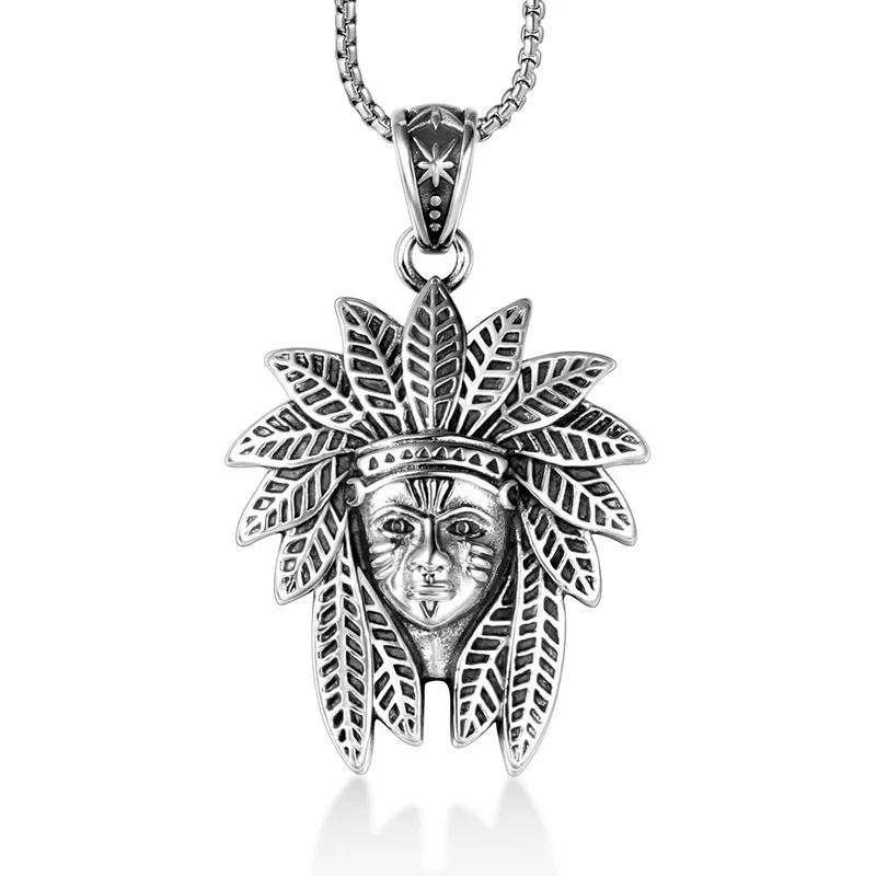 

Vintage Ancient Indian Stainless Steel Men Women Necklaces Pendants Chain Punk Hip Hop Aboriginal style Jewelry Creativity Gift
