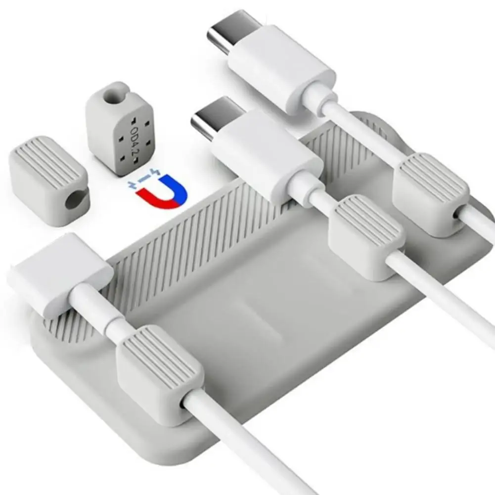 

Magnetic Wire Organizer Desktop Cable Clip Protector Cable Row Plug Fixed Charging Line Holder Self-adhesive