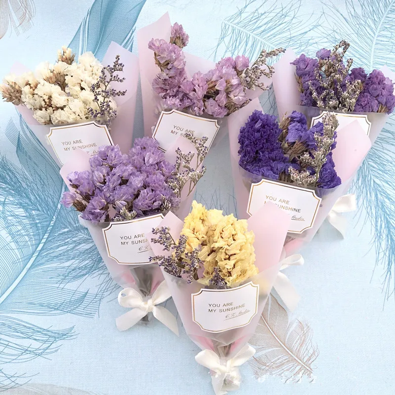 

Mini Dried Flower Forget-me-not Bouquet Birthday Wedding Souvenir Embellishment Gift Box Decoration Flowers Shop Home Decor