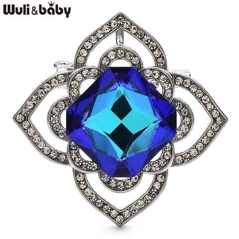 Броши Wuli&baby синие кристаллические