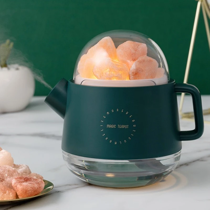

Portable Crystal Salt Stone Kettle Aromatherapy Humidifier USB Aroma Diffuser With Light For Desktop Home Decor