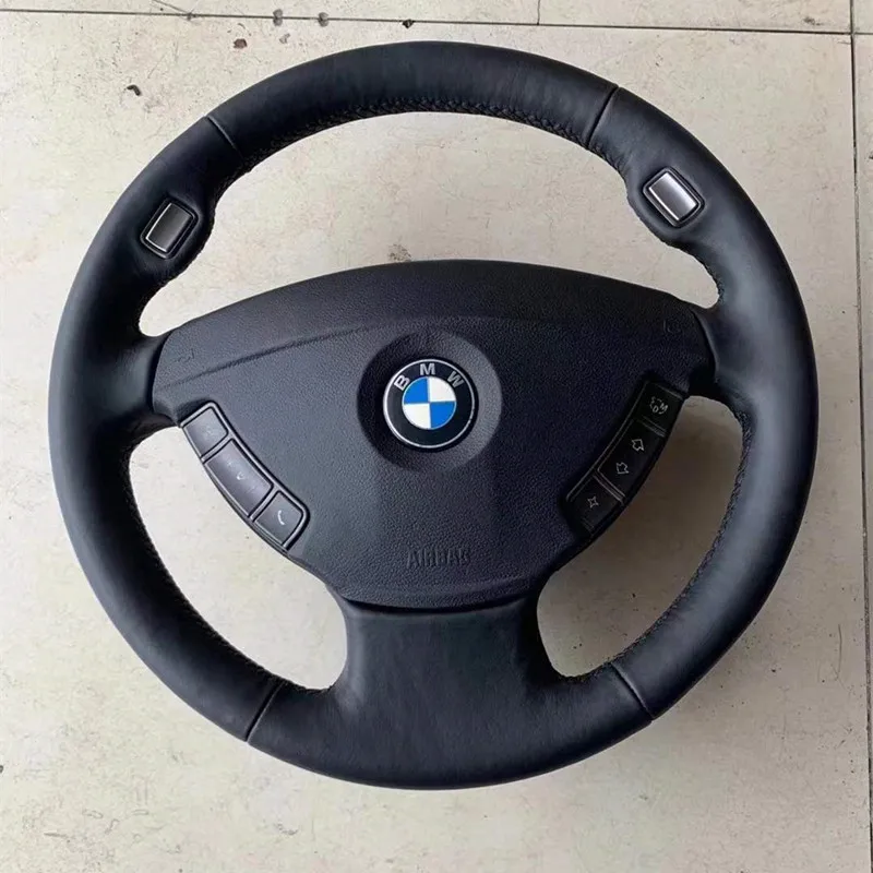 100%, подходит для BMW 7 серии E65/E66 2001-2008 3 Спицы, автозапчасти «сделай сам», прошитая вручную, бежевая искусственная кожа