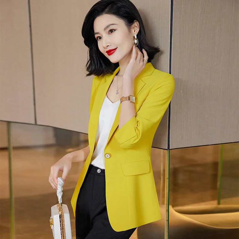 Quality Spring Summer Women's Korean Fashion Elegant Loose Medium Sleeve Jacket Office Leisure Blazer Thin Cardigan Coat Top 4XL