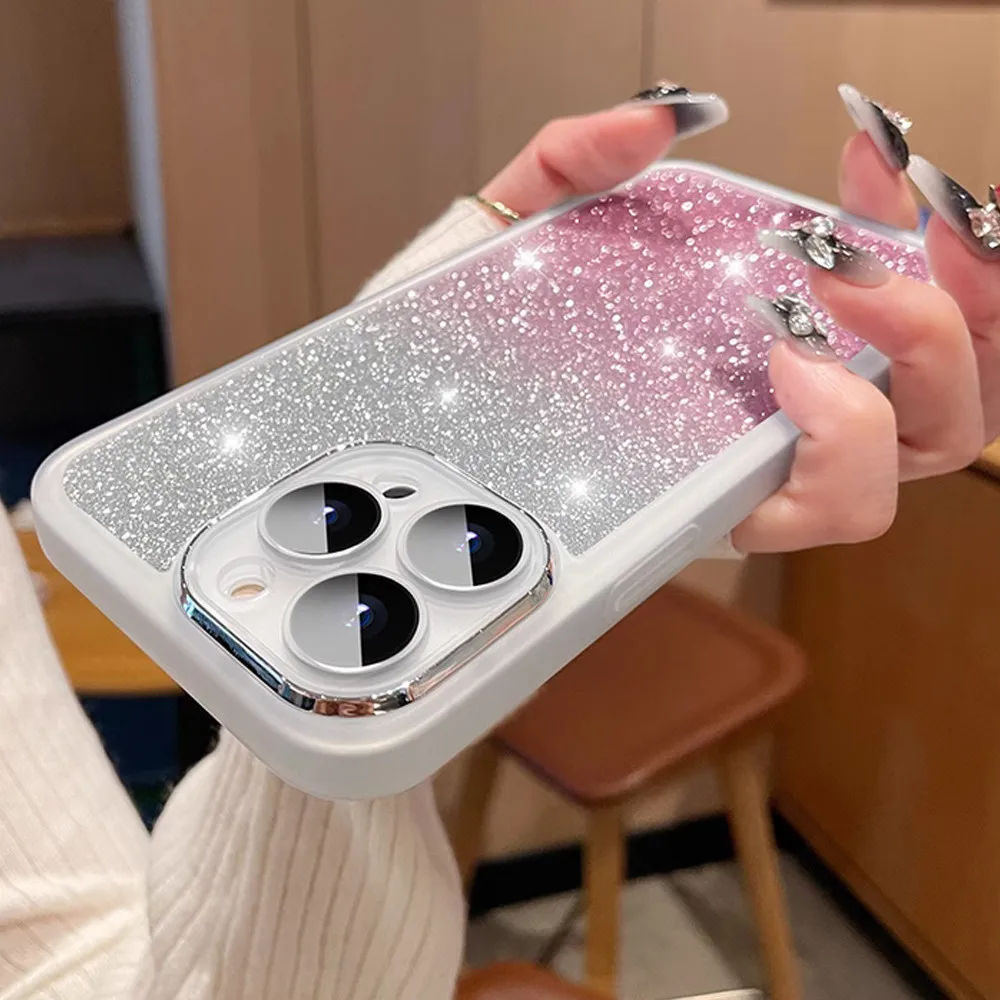 Bling Glitter Phone Case For OPPO A16 A17 A16S A5 A9 A53 2020 A53S A54S Reno 11 12 Pro 11F 12F Camera Protection Silicone Cover