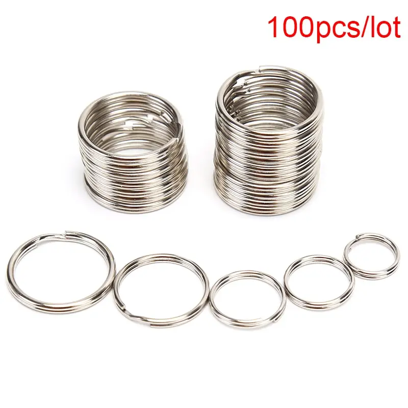 

100PCS/lot Dia 12/15/16/20mm DIY Polished Split Ring Hook For Bag Parts Keyrings Key Chain Hoop Loop Key Holder
