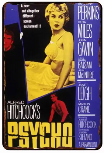 Постер фильма ужасов Психо цельнометаллический жестяной знак 8x12