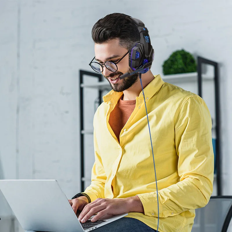 

Professional Led Light Gamer Headset for Computer PS4 Gaming Headphones Adjustable Bass Stereo PC Wired Headset with Mic USB B