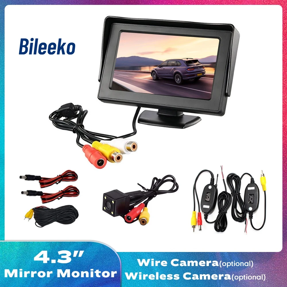 

Bileeko Car Styling Wireless 4.3 Inch TFT LCD Screen Car Monitor Display for HD Rearview Reverse Backup Camera Car TV Display