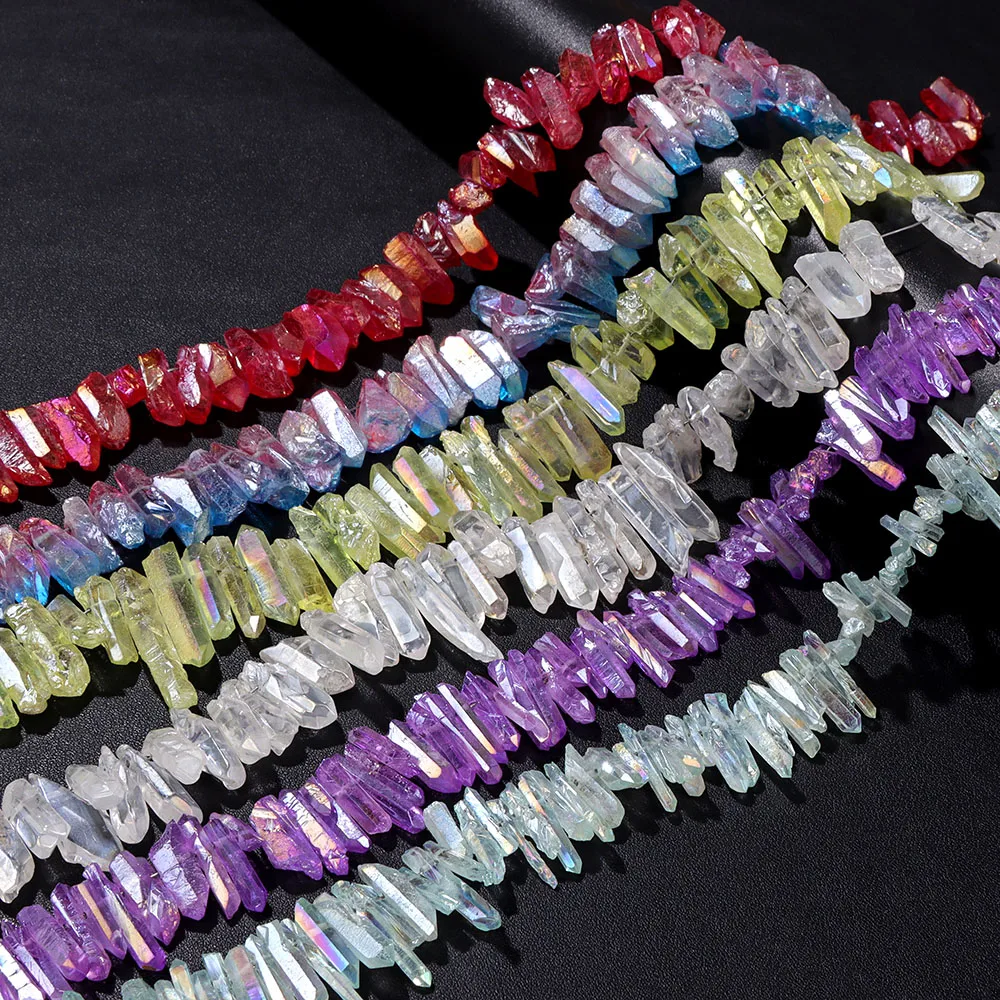 

Натуральные кварцевые кристаллы, бусины в виде палочек, точечные бусины, верхние бусины, Радужный драгоценный камень, свободные бусины-разделители, для самостоятельного изготовления ювелирных изделий ожерелье