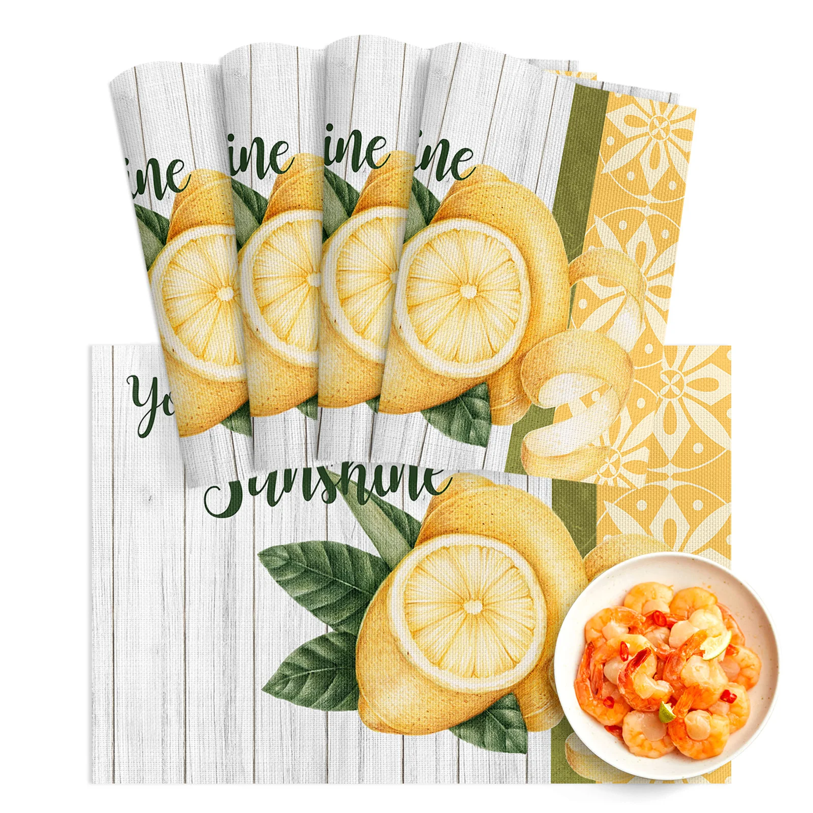 

4/6Pcs Table Mat Summer Lemon Retro Moroccan Bowl Pad Coaster Set PVC Dining Table Placemats Home Decoration Kitchen Accessories