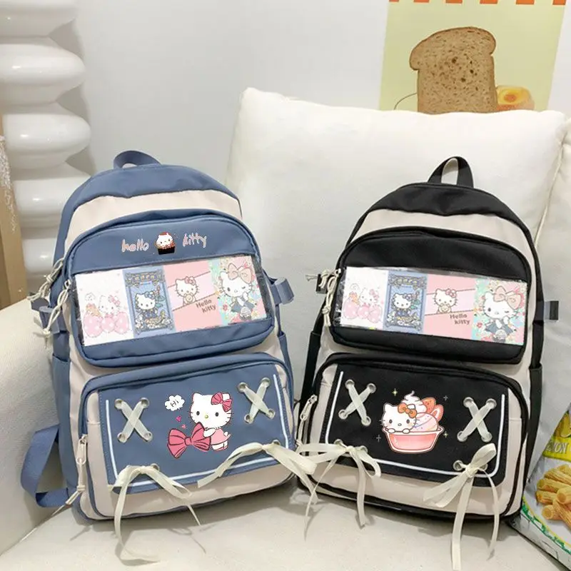 

Школьный ранец hello kitty Y2k Sanrio, Модный вместительный рюкзак для девочек с мультипликационным рисунком, милые женские сумки на плечо для студентов